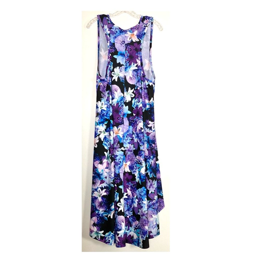 Floral Maxi Dress ~ Hi Low ~ Watercolor Purples & Blues ~ 22 / 24 - Picture 3 of 6